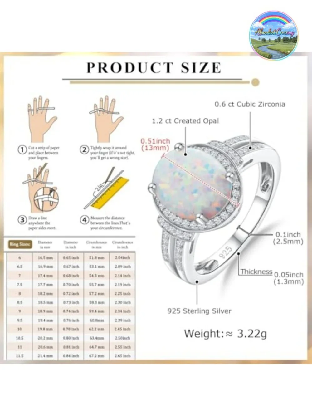 925 Sterling Silver 18k White Gold Plated Halo Engagement Ring, 5.5ct Oval Opal